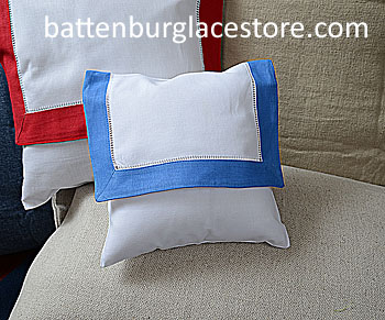 Envelope Pillow.Baby size 8 inches. White with French Blue color - Click Image to Close